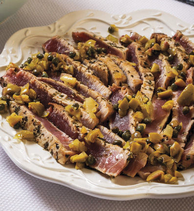 Seared Tuna with Olives and Capers